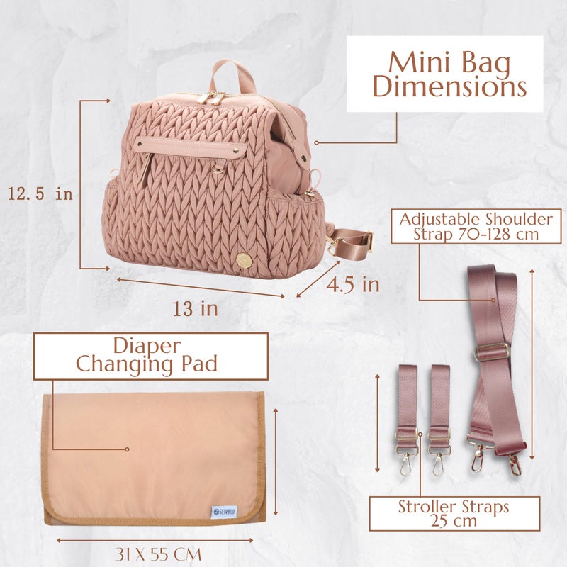 SEWBOO Small Backpack Purse,Mini Diaper Bag Backpack, Personal Item Travel Bag for Vacation with Multiple Straps(Dusty Rose) - Image 3