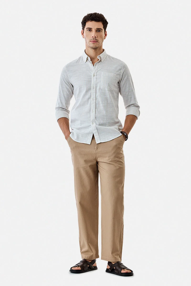 سنيتش Beige Textured Relaxed Trousers