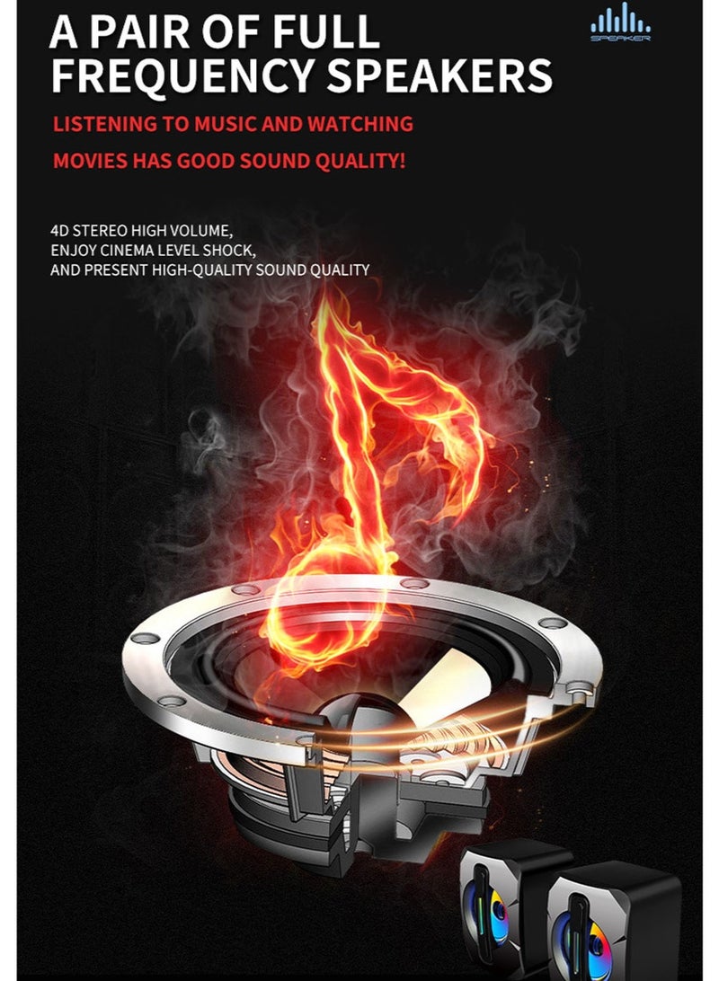 Computer Speakers, 6W PC Powered Speakers USB Speaker Monitor Speakers for Desktop Computer/PC/Laptop Gaming Speaker - Image 3
