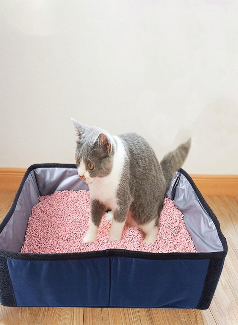 GGOOT Travel Litter Box for Cats,Collapsible Travel Litter Carrier Covered - Pet Carrier for Cats Litter, Litter Box, Waterproof Travel Litter Collection - Image 3