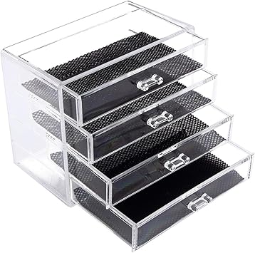 Discoball Acrylic Makeup Organiser 4 Drawers Clear Cosmetic Storage Box Cosmetic Organiser - Image 1