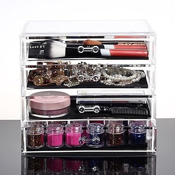 Discoball Acrylic Makeup Organiser 4 Drawers Clear Cosmetic Storage Box Cosmetic Organiser - Image 2