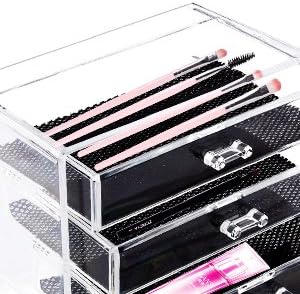 Discoball Acrylic Makeup Organiser 4 Drawers Clear Cosmetic Storage Box Cosmetic Organiser - Image 4
