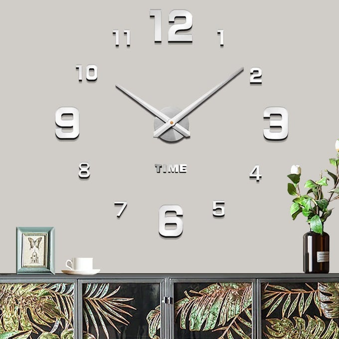 MODERN FRAMELESS DIY WALL CLOCK LARGE 3D WALL WATCH MIRROR NUMBERS FOR HOME OFFICE DECORATIONS