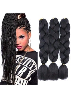 Lisshow Black Braiding Hair 24inch 100g Synthetic Jumbo Braids Hair Extensions High Temperature Fiber 3PieceLot Black 