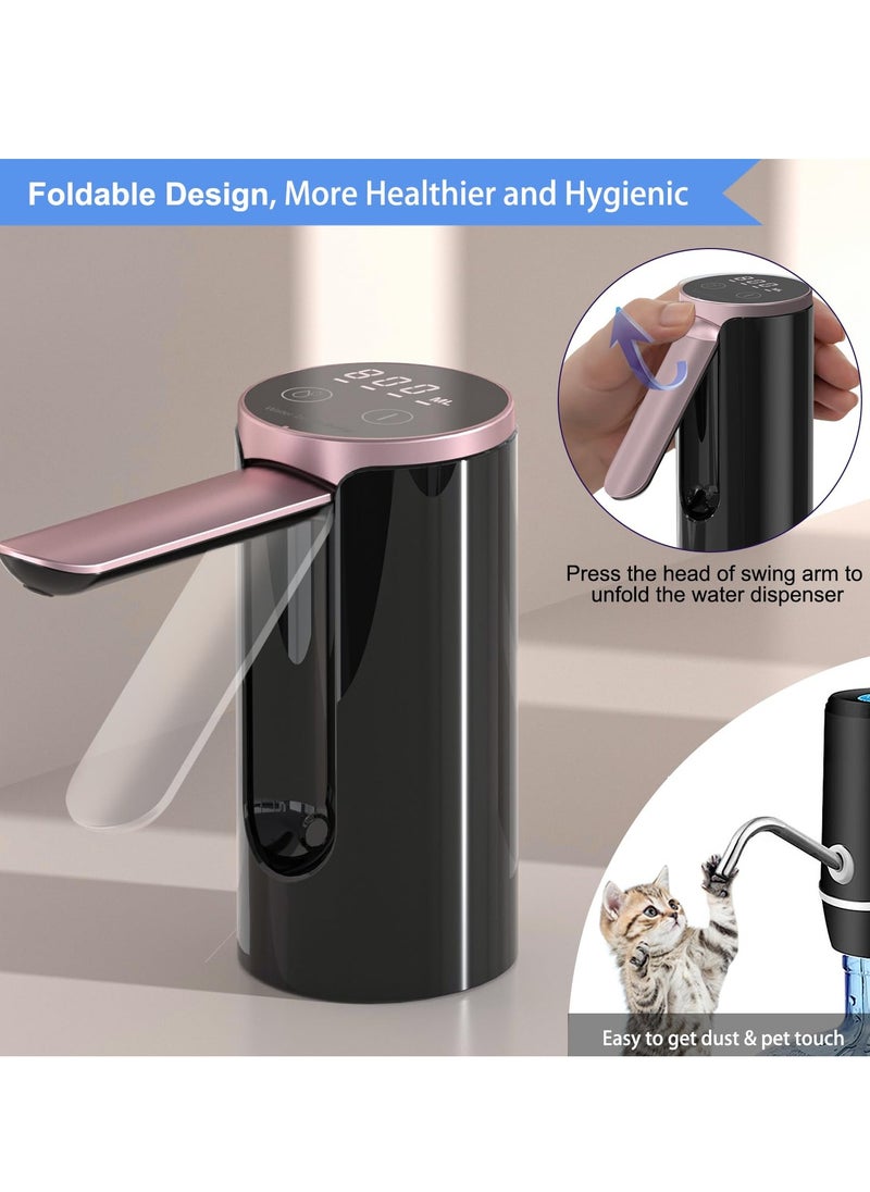 Alruht Foldable Automatic Water Dispenser Pump, 3 Quantitative Settings Drinking Water Pump with LED Display, USB Rechargeable Mini Water Pump  - Image 2