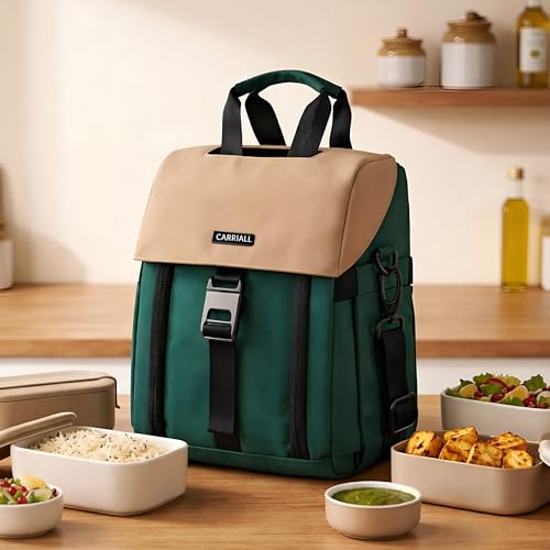 Carriall Nova Meal Bag – Green Lunch Bag/Tiffin Bag for Daily Use, Office, College, School, Travel & Picnic | Easy to Clean & Easy to Carry | 6.7 L Storage Capacity | For Men, Women, Boys & Girls - Image 1