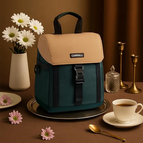 Carriall Nova Meal Bag – Green Lunch Bag/Tiffin Bag for Daily Use, Office, College, School, Travel & Picnic | Easy to Clean & Easy to Carry | 6.7 L Storage Capacity | For Men, Women, Boys & Girls - Image 3