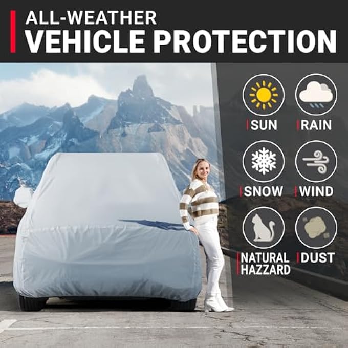 rayihni Premium SUV Car Cover for 2000-2006 Ford Excursion Waterproof All Weather Rain Snow UV Sun Hail Protector for Automobiles, Automotive Accessories Full Exterior Indoor Outdoor SUV Cover - Image 3