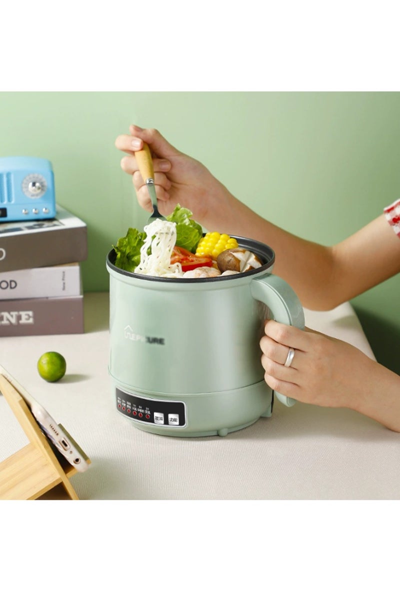 Arabest Electric Pot  with Steamer,Rapid Ramen Cooker,1.8L Mini Portable Self Heating Electric Pot For Cooking Noodles Oatmeal Pasta,Shabu Shabu Hotpot Pot Electric Dorm Lazy Pot,Non-Stick Green - Image 2