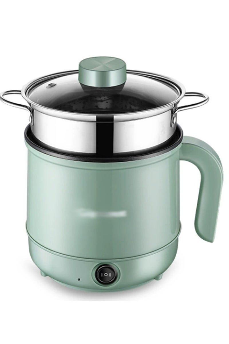 Arabest Electric Pot  with Steamer,Rapid Ramen Cooker,1.8L Mini Portable Self Heating Electric Pot For Cooking Noodles Oatmeal Pasta,Shabu Shabu Hotpot Pot Electric Dorm Lazy Pot,Non-Stick Green - Image 1