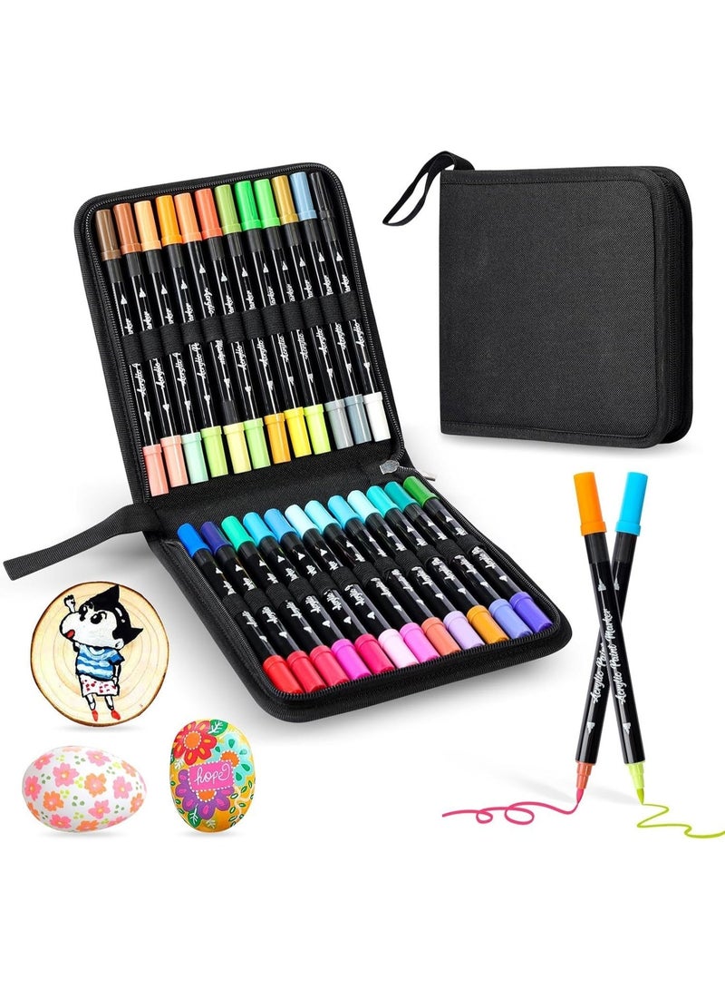 48 Colors Dual Tip Brush Markers Set – Water-Based Coloring Pens with Brush & Fine Tip, Art Drawing Markers for Adult Coloring Books, Calligraphy, Bullet Journaling, Kids & Artists, with Carrying Case - Image 1