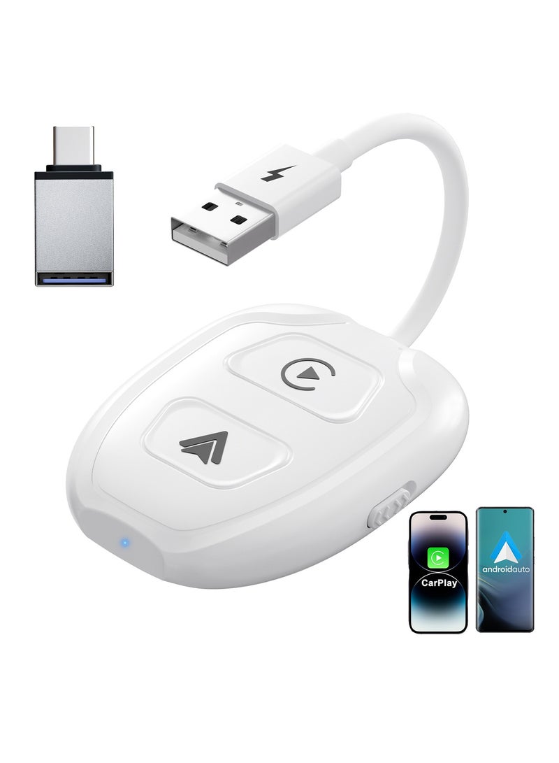 SOLARAE 2-in-1 Wireless Adapter for Apple CarPlay & Android Auto - Easy Plug & Play Dongle for Quick Connectivity in Most Cars, Including Mini and SUVs, Color: White. - Image 3