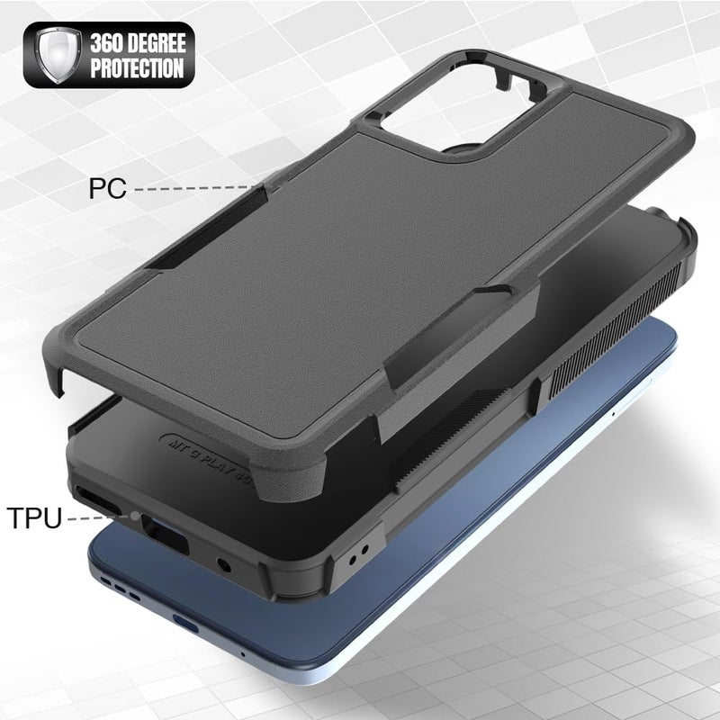 yuanming for Moto G Play 2024 Case, [Military Grade Drop Tested] with Screen Protector, Dual Layer Protective Heavy Duty Cell Phone Cover Non-Slip Shockproof Case for Motorola G Play 4G 2024 (Black) - Image 5
