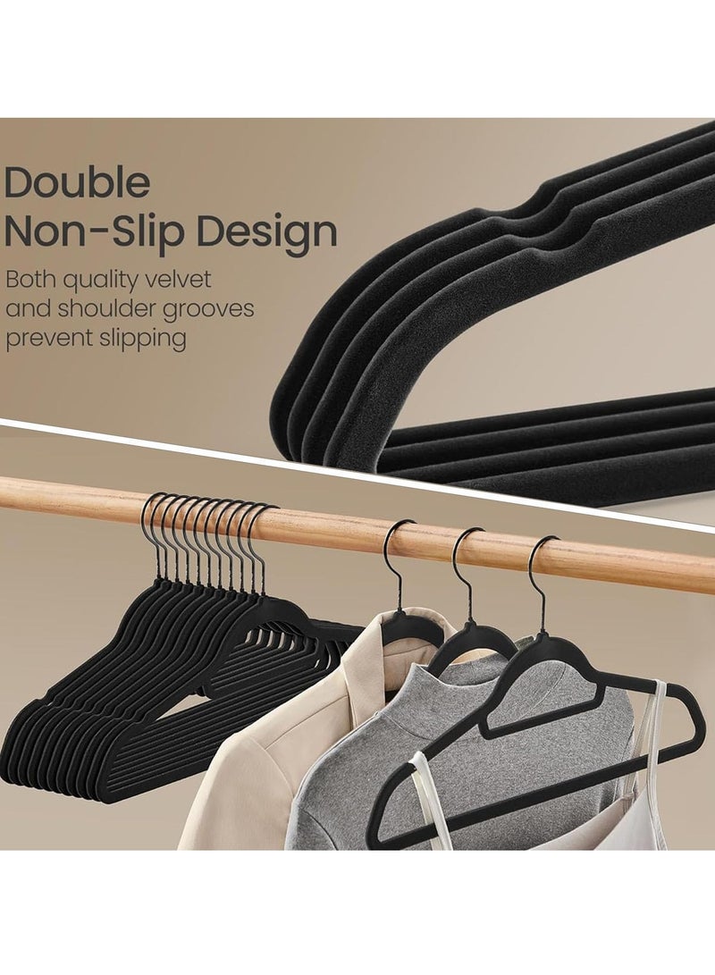 TYCOM Clothes Hangers 100 Pack Velvet Ultra Thin Space Saving Coats Clothes Hangers Non Slip Suit Hangers with 360 Degree Swivel Hook for Jackets Pants Dress 100 Pieces Black. - Image 4