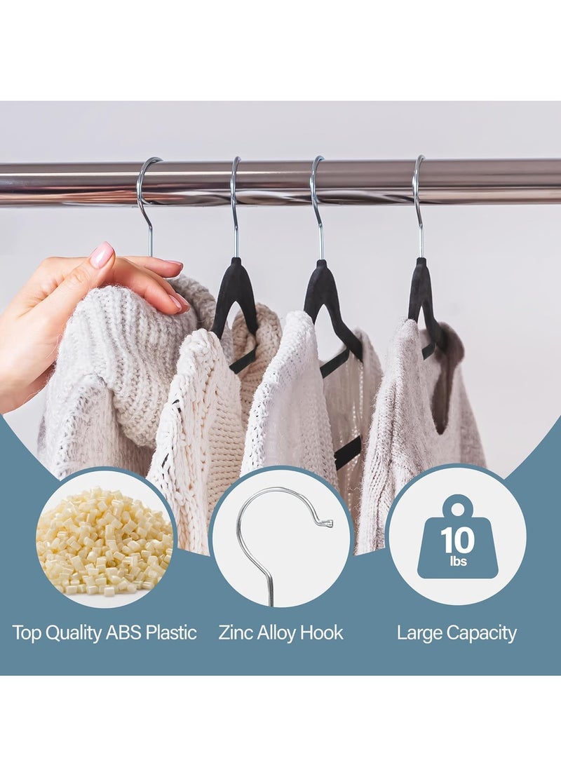TYCOM Clothes Hangers 100 Pack Velvet Ultra Thin Space Saving Coats Clothes Hangers Non Slip Suit Hangers with 360 Degree Swivel Hook for Jackets Pants Dress 100 Pieces Black. - Image 5