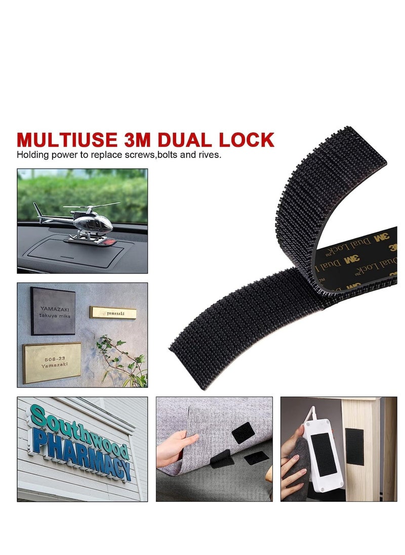 Beauenty 3M Dual Lock Reclosable Fasteners Heavy Duty Hook and Loop with Adhesive Black Fastener for Indoor Outdoor Use Car Home Office Supplies - Image 5