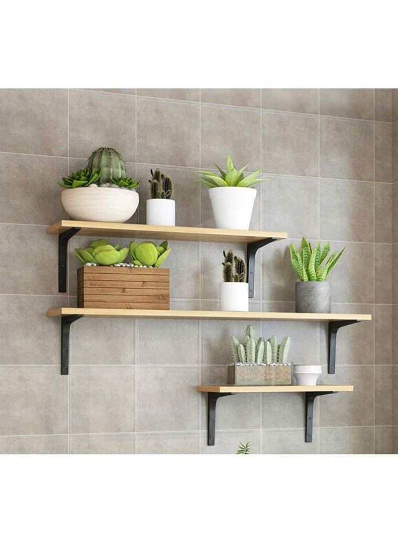 2 PCS Heavy Duty Iron Wall Shelf Bracket, 4 x 4 Inch Decorative Matte Black Joint Angle Support Bracket for Home & Office - Image 2