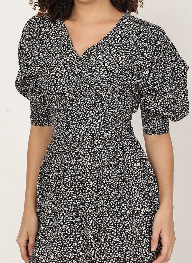 Pretilly Floral Print Puff Sleeve A-Line Mini Dress for Women - Image 2