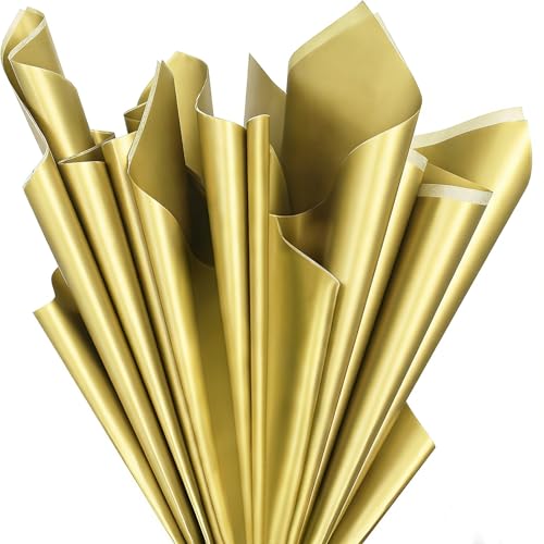 Hlonon 50 Sheets Gold Tissue Paper for Gift Bags - Gold Wrapping Tissue Paper Bulk for Weddings Birthday DIY Project Christmas Gift Wrapping Crafts Decor (14 x 20 Inch) - Image 1