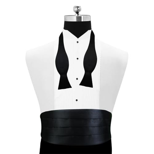 Peluche Debonair Black Cummerbund, Open Bow Tie & Pocket Square Set for Men - Image 3
