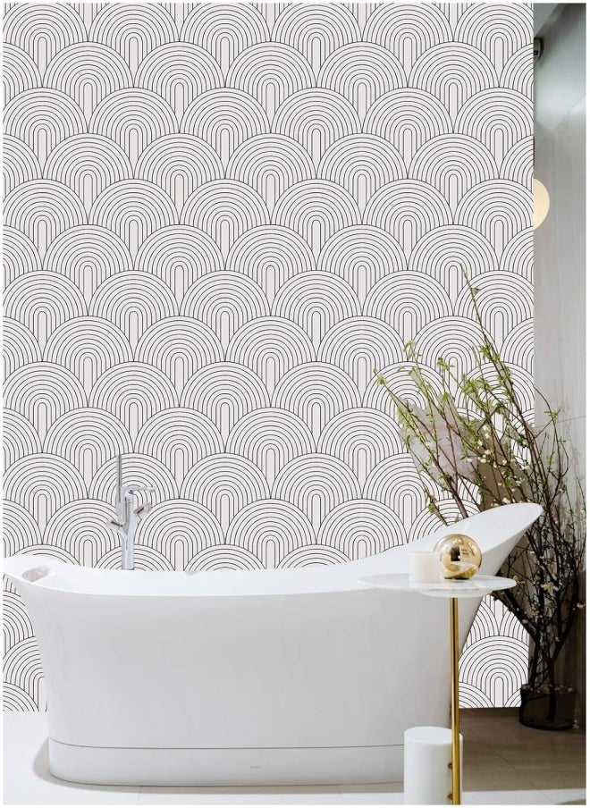 HAOKHOME Haokhome 96033 Peel And Stick Wallpaper Abstract Rainbow Black/White Removable Contactpaper For Home Bathroom Decorations 17.7In X 9.8Ft  - Image 4