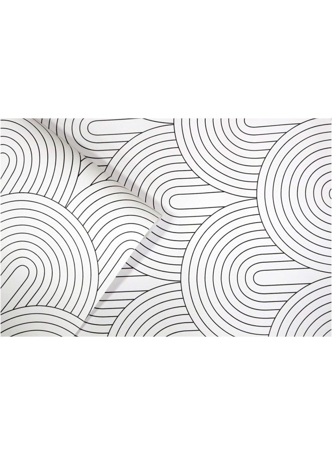 HAOKHOME Haokhome 96033 Peel And Stick Wallpaper Abstract Rainbow Black/White Removable Contactpaper For Home Bathroom Decorations 17.7In X 9.8Ft  - Image 5