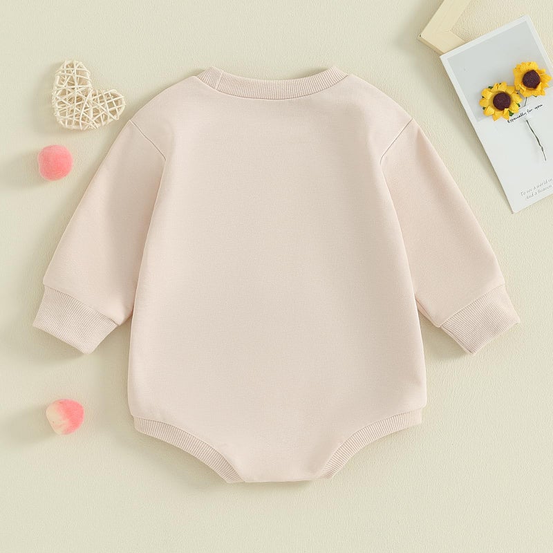 LAGKIYOJ Baby Girl Boy Valentines Day Outfits Letter Sweater Romper Long Sleeve Crewneck Sweatshirt Newborn Spring Clothes (Mama's, 3-6 Months) - Image 4