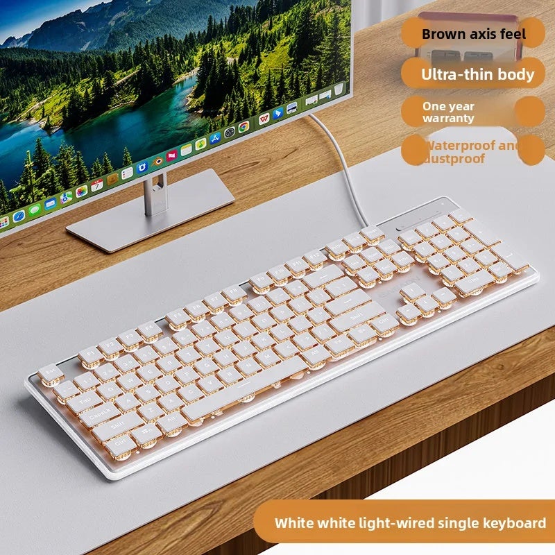 Eweadn GX710 Wireless Silent Keyboard and Mouse Set Retro Design for Computer Office - Image 1