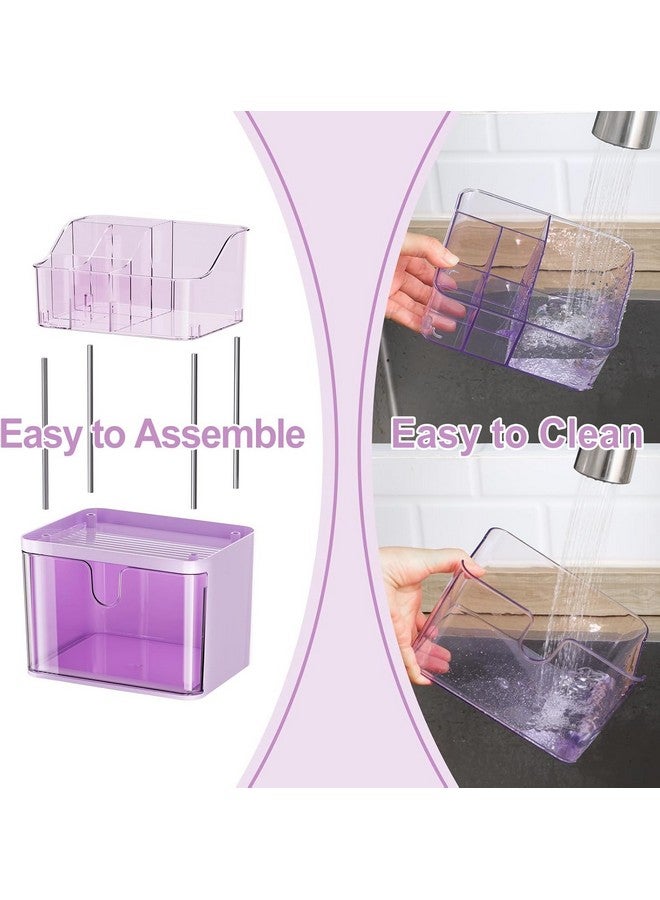 Dravina 3-Tier Makeup Organizer Storage Box | Vanity Tray for Cosmetics, Skincare Organizers, Stationery & Countertop Storage | Bathroom & Dressing Table Organizer, Ideal Gift for Women, Purple, 35cm - Image 5