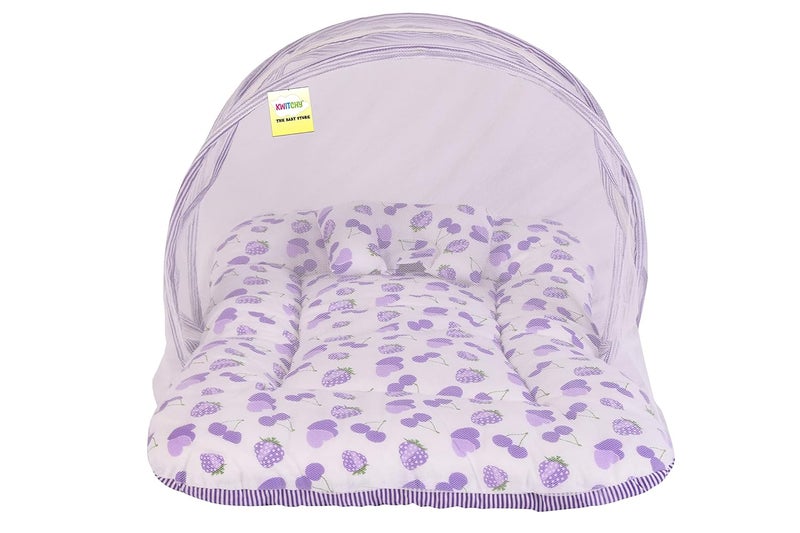 Kwitchy New Born Bedding Combo of Baby Mattress with Net Sleeping Bag Gaddi Set Comforter 06 Months Purple 4PCS Set - Image 2