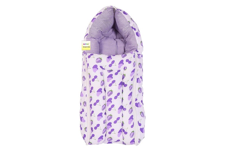 Kwitchy New Born Bedding Combo of Baby Mattress with Net Sleeping Bag Gaddi Set Comforter 06 Months Purple 4PCS Set - Image 4