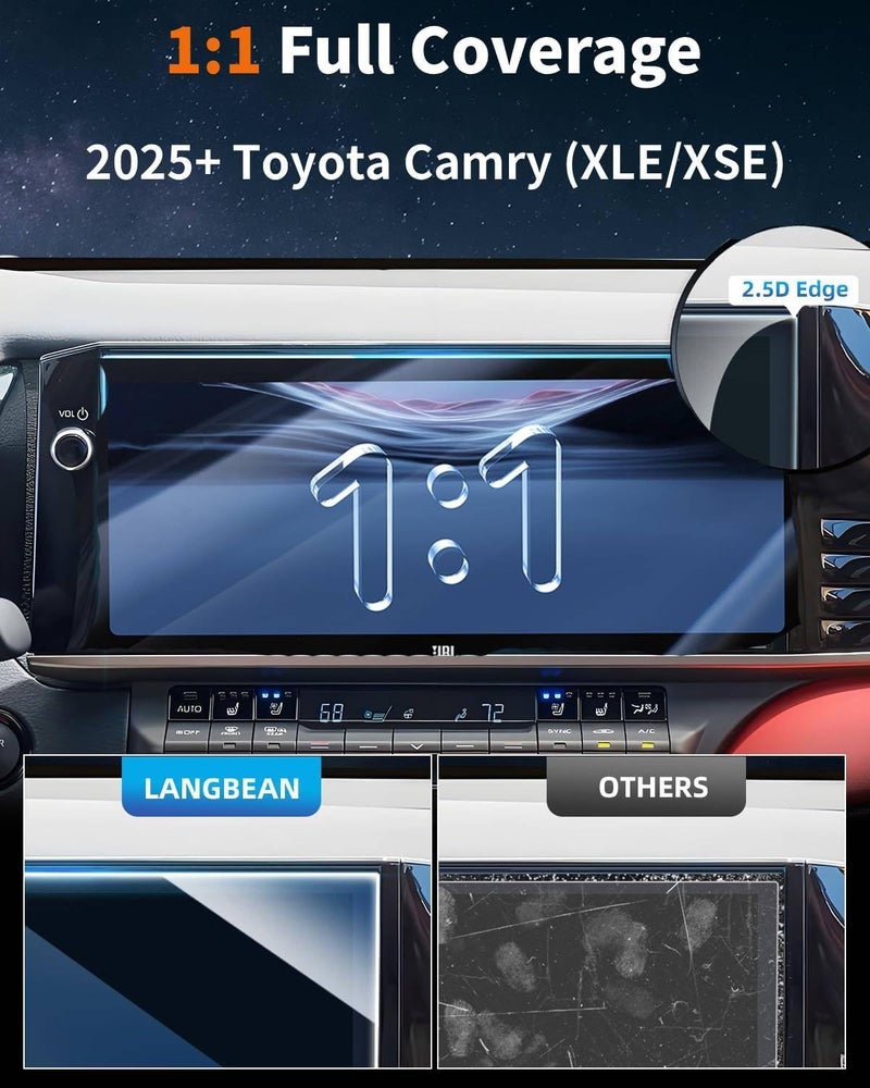 LANGBEAN Screen Protector for 2025 2026 Toyota Camry (XLE/XSE) 12.3 Inch Navigation Touchscreen, HD Clear, High Sensitivity, 9H Tempered Glass Car Navigation Screen Protector - Image 2