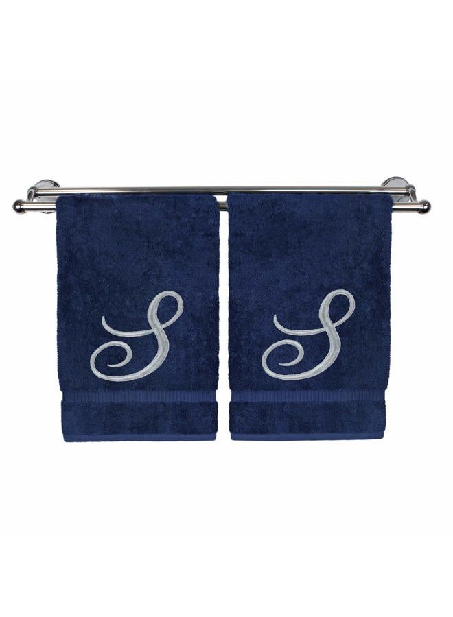 BC BARE COTTON Monogrammed Hand Towel, Navy, 16 x 30 Inches - Set of 2, 100% Turkish Cotton, Extra Absorbent, Soft Terry Finish, Personalized Gift - Image 1