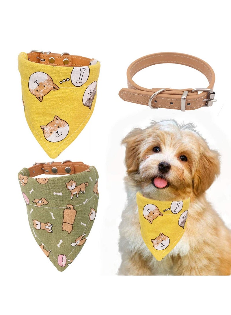 Excefore Dog Collars for Small Dogs, Adjustable Leather Puppy Collar Bandanas, and Cute Style Dog Bandanas for Large Dogs（Medium） - Image 1