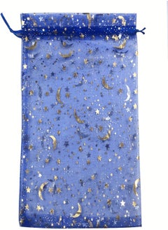 Generic ANSLEY SHOP 100PCS Sheer Organza Bag Moon Star Design Pouches Jewelry Candy Bags Party Wedding Favor Gift Bags Packaging Drawstring Bags (4 x 6 Inch, Royal Blue) 
