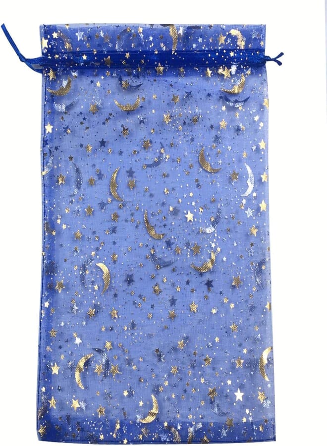 Generic ANSLEY SHOP 100PCS Sheer Organza Bag Moon Star Design Pouches Jewelry Candy Bags Party Wedding Favor Gift Bags Packaging Drawstring Bags (4 x 6 Inch, Royal Blue) 