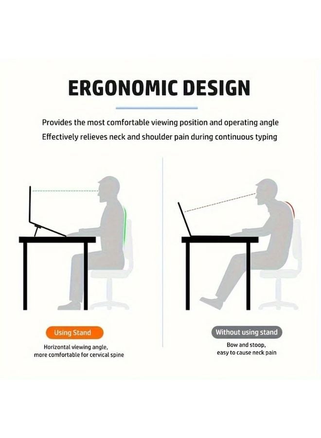 Black Mini Foldable Laptop Stand Portable Computer Keyboard Riser With 2 Adjustable Angles - Image 5