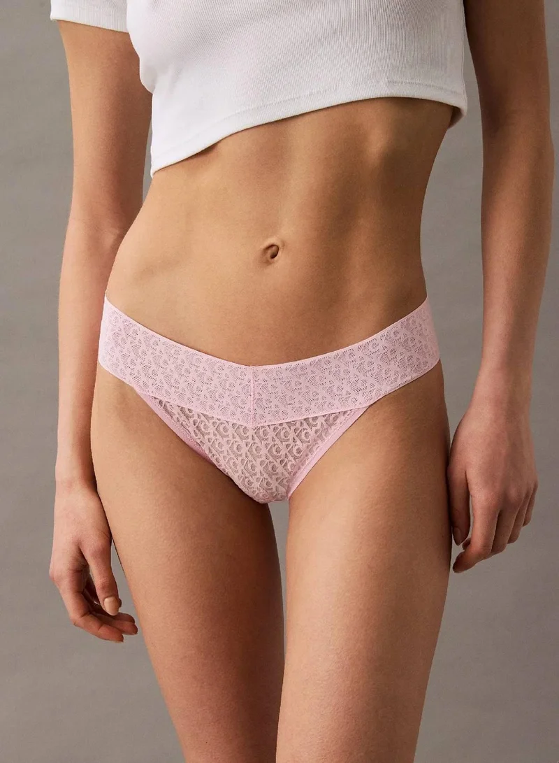 Calvin Klein Buff Pink Low Rise Bikini Briefs - Icon Logo Lace for Women | Best Price UAE