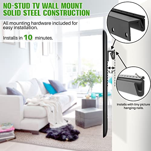 AENTGIU Studless TV Wall Mount, No Drill Drywall TV Mount for 32-75 Inch Smart TVs, Max VESA 600x400mm, Low Profile, No Stud, No Anchors, Tv Wall Bracket Hanger, Holds up to 150 lbs - Image 4