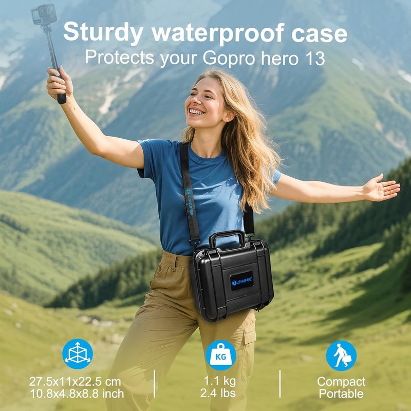 ليكوفي حقيبة المقاومة للماء والصلبة، متوافقة مع كاميرات Gopro Hero 13/12/11/10/9/8، LIT Hero، Hero 4K، Media Mod، Gopro Volta، Creator Edition، وكاميرات الأكشن بالإضافة إلى الإكسسوارات (الحقيبة فقط). - Image 4