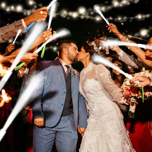 SHQDD 100 PCS White Fiber Optic Wands, LED Fiber Wands, Wedding Party Supplies, Glow Fiber Wands Sticks, Flashing LED Wands, Fiber Optic Light Wand Stick for Glow Party, Bar Dj, Halloween and New Year - Image 5