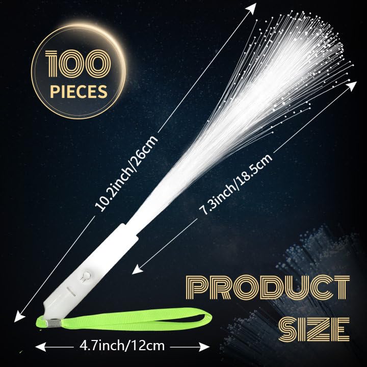 SHQDD 100 PCS White Fiber Optic Wands, LED Fiber Wands, Wedding Party Supplies, Glow Fiber Wands Sticks, Flashing LED Wands, Fiber Optic Light Wand Stick for Glow Party, Bar Dj, Halloween and New Year - Image 3