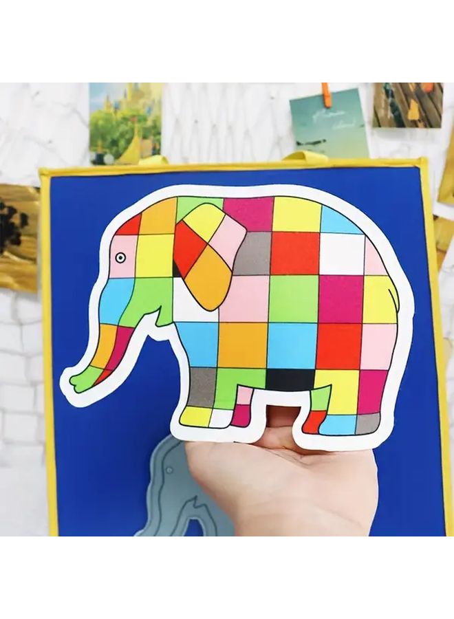 الفيل الترقيعي إلمر وسيلة تعليمية من اللباد دعائم قصة شبكة الزهور الرمادي - Image 2