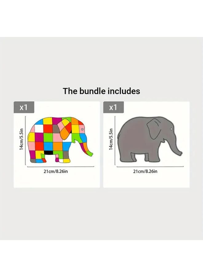 الفيل الترقيعي إلمر وسيلة تعليمية من اللباد دعائم قصة شبكة الزهور الرمادي - Image 1