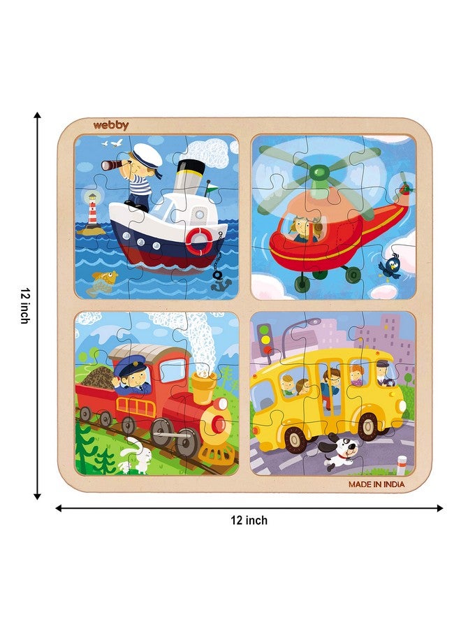 Webby 4 in 1 Vehicles Wooden Puzzle Toy, 36 Pcs - Baby - Image 3