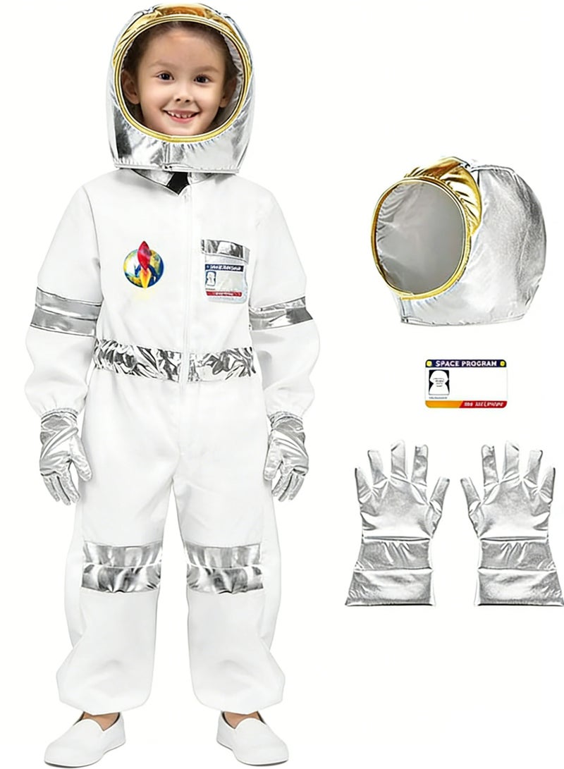 YelaJoy Astronaut Costume for Kids Space Jumpsuit with Astronaut Helmet Gloves Name card,Spaceman Pretend Role Play Dress Up(Size M) - Image 1