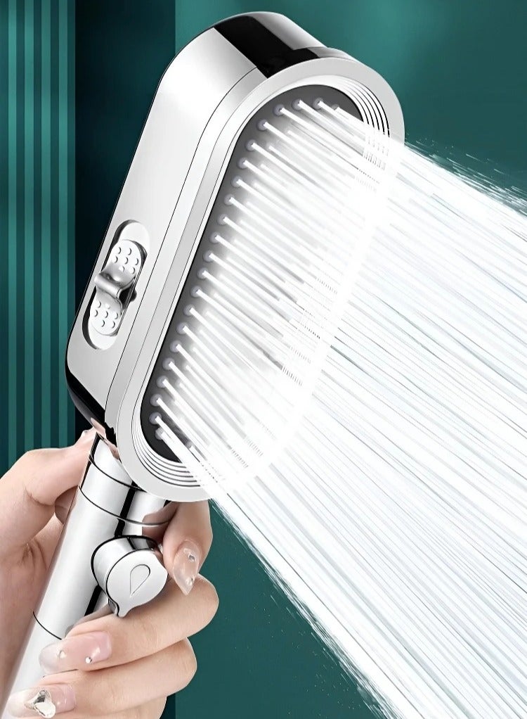 High Pressure Shower Head - 3 Spray Mode Shower Heads with 59″ Stainless Steel Hose u0026 Adjustable Bracket Shower Heads with Handheld Suitable For Home RV Pet (Silver) - Image 1