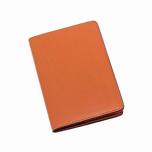 Maruse Italian Leather Passport Cover for Men and Women, Handmade in Italy, Orange - Image 1