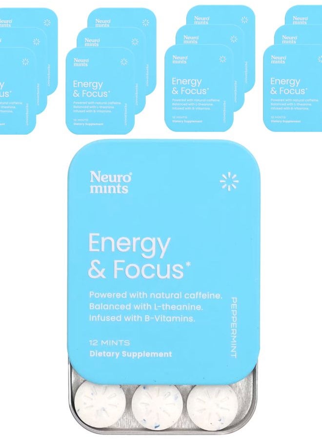NeuroGum NeuroMints Energy & Focus Peppermint 12 Packs 12 Pieces Each 